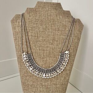 Lucky Brand Silver Tone Hammered Metal Statement Necklace